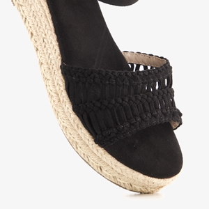 Blue Box dames espadrilles met sleehak zwart/beige