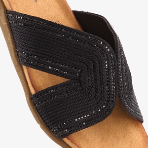 Blue Box dames slippers zwart met glitters