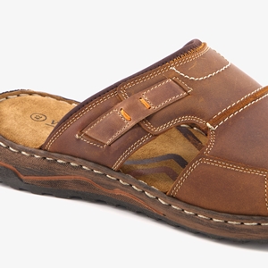 Van Beers leren heren slippers cognac