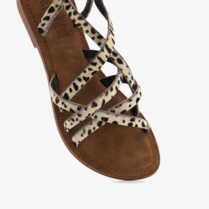 TwoDay leren dames sandalen met luipaardprint