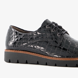 Natuform dames veterschoenen met croco print