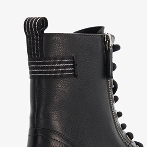 Harper leren dames veterboots zwart