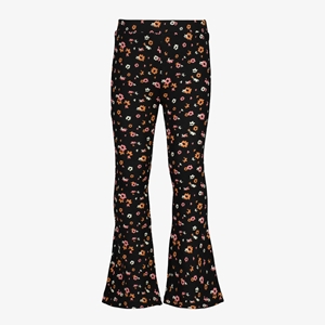 TwoDay meisjes flared broek met bloemenprint zwart