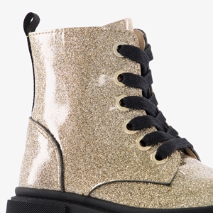 TwoDay leren meisjes veterboots met glitter goud main product image