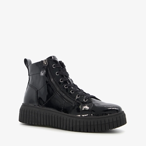 Softline hoge dames sneakers zwart lak