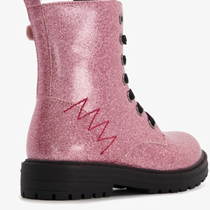 Blue Box meisjes veterboots roze met glitters