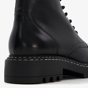 Harper leren dames veterboots zwart