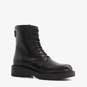 Harper leren dames veterboots met dubbele rits