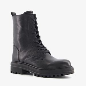 Harper leren dames veterboots zwart