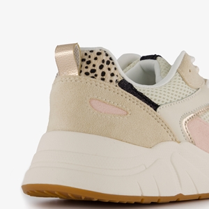 Blue Box dames sneakers beige met panterprint main product image