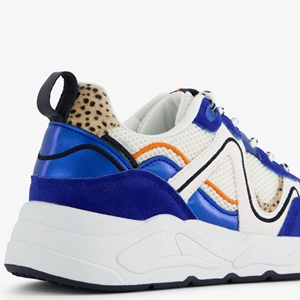 Blue Box dames dad sneakers blauw met panterprint main product image