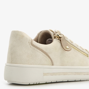 Softline dames sneakers beige met gouden glitters