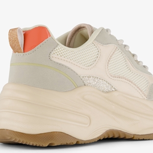 Blue Box dames dad sneakers beige met glitters main product image