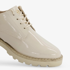 Tamaris dames lak veterschoenen beige