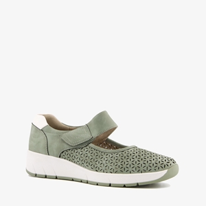 Softline dames ballerina's met klittenband groen
