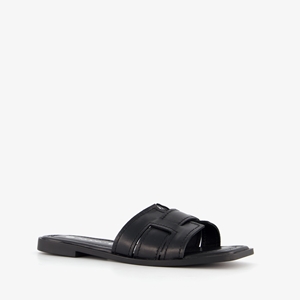 Shops slippers zwart leer