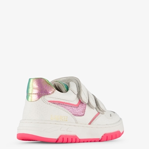 Braqeez leren meisjes sneakers wit roze