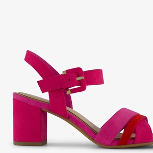 Nova dames sandalen met hak roze rood