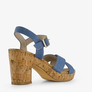 Blue Box dames sandalen met hak denim blauw