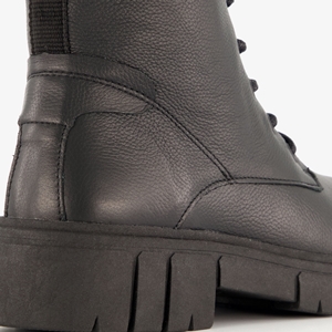 Hush Puppies leren dames veterboots zwart