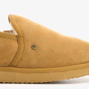 Hush Puppies suede pantoffels met lamsvacht cognac