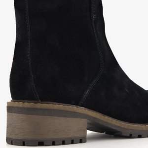 Hush Puppies suede dames enkellaarsjes zwart