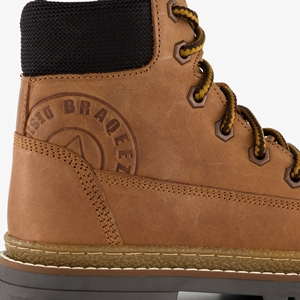 Braqeez leren jongens veterboots cognac