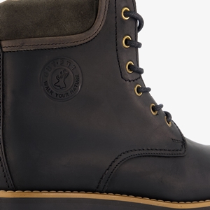 Output leren dames veterboots zwart