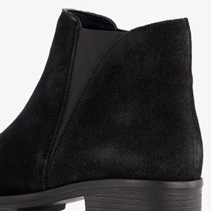 Harper suede dames enkellaarsjes lage hak zwart