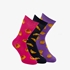 3 paar middellange dames sokken met print