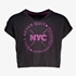 Meisjes cropped sport T-shirt zwart/roze