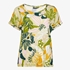 Dames T-shirt met bloemenprint groen geel