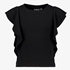 TwoDay meisjes rib T-shirt met ruches zwart
