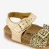Groot leren meisjes sandalen luipaardprint goud 6