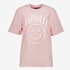 Dames T-shirt roze met smiley