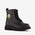 Leren meisjes veterboots zwart met smiley