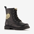 Leren meisjes veterboots zwart