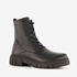 Leren dames veterboots zwart