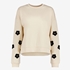 TwoDay beige sweater met geborduurde mouwen 1