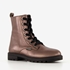 Leren meisjes veterboots roségoud