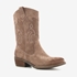 Suede dames western laarzen taupe