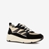 Leren dames dad sneakers zwart beige