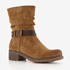 Dames boots met lage hak cognac