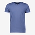 Heren T-shirt blauw V-hals katoen