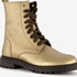 Groot leren meisjes veterboots metallic goud 6