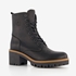 Output leren dames veterboots zwart 1