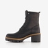 Output leren dames veterboots zwart 2