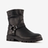 Leren meisjes biker boots zwart