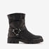 Groot leren meisjes biker boots zwart 7