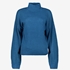 Gebreide dames trui met col blauw